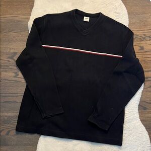 Old Navy Men’s Navy blue V-Neck Sweater with Red and White Stripe, size large